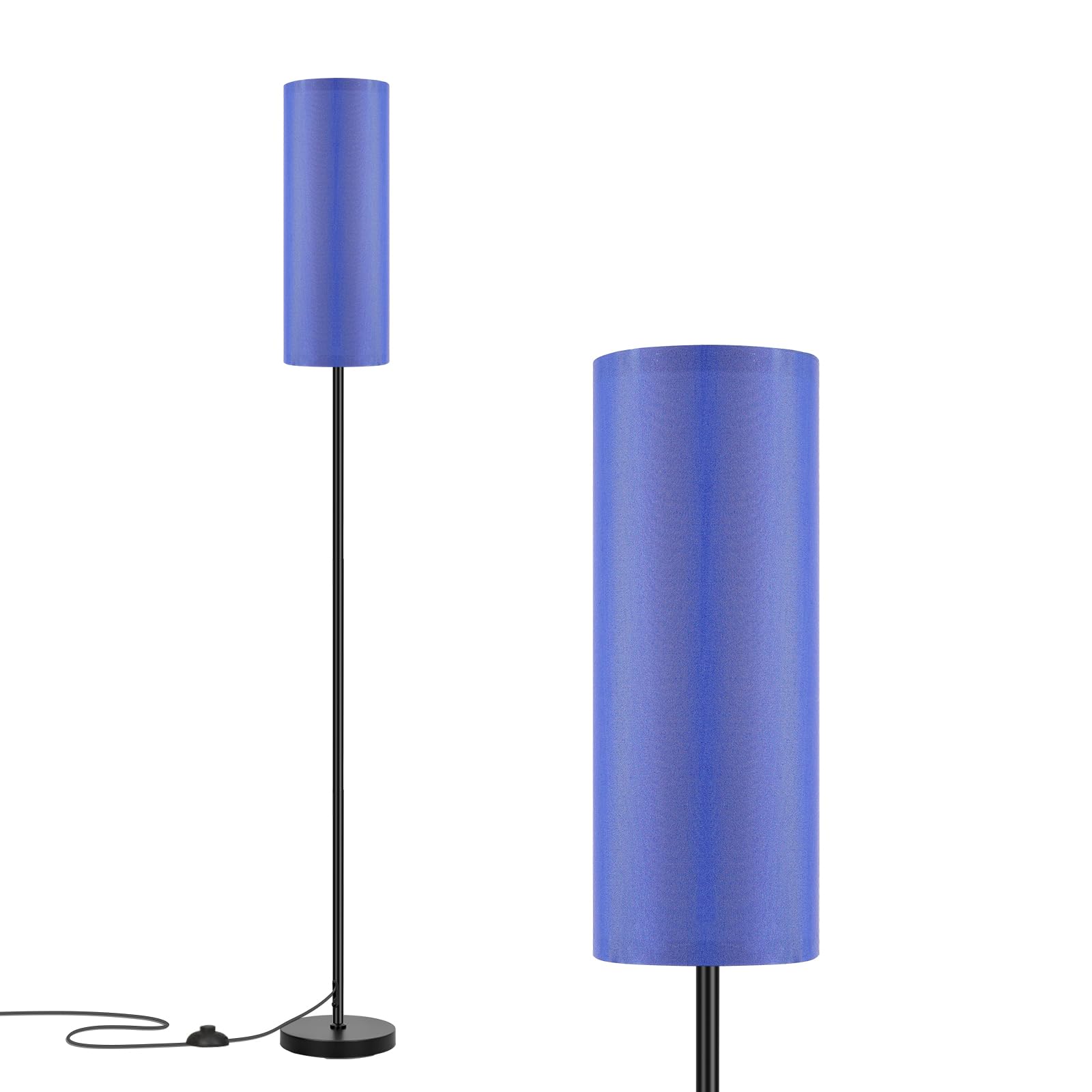 FRIDEKO HOME Floor Lamp with Blue Shade, Simple Design with Foot
